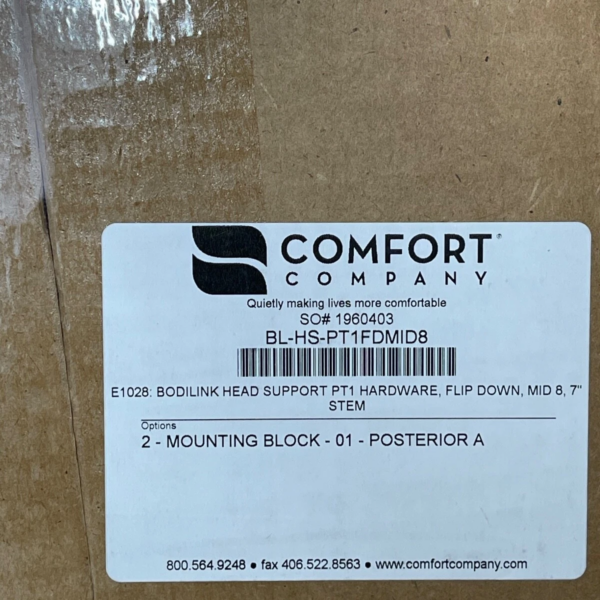 Comfort Company Bodilink Head Support E1028 PT1 HARDWARE, FLIP DOWN, MID 8, 7"