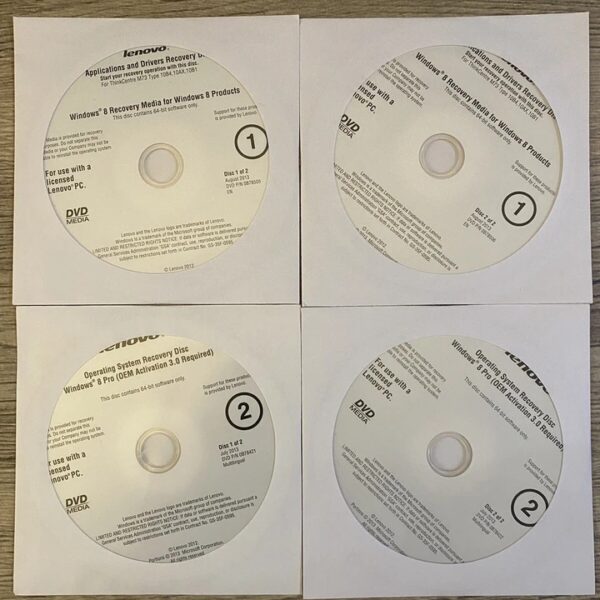 Lenovo ThinkCentre E73 Windows 8 Professional Recovery 4 DVD Set - SP40E37996