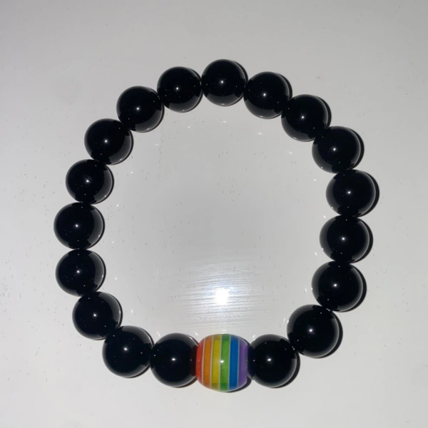 Lot of 30 - LGBT Pride Rainbow Beaded Bracelet for Gay Lesbian Women Men - Black